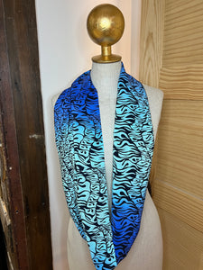 Designer Shades of Blue 100% Silk Print Scarf