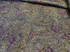 Purple & Gold Feather Matelasse.   1/4 Metre Price