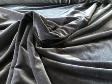 Load image into Gallery viewer, Charcoal Stretch Velvet 90% Polyester 10% Spandex     1/4 Meter Price