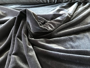 Charcoal Stretch Velvet 90% Polyester 10% Spandex     1/4 Meter Price
