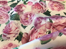 Load image into Gallery viewer, Italian Rose Garden Pink &amp; Off White 100% Silk.   1/4 Metre Price