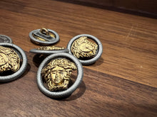 Load image into Gallery viewer, Exclusive Silver Ring &amp; Matt Gold Medusa Metal Buttons