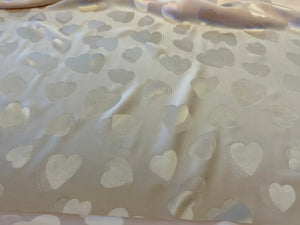 Designer Peach Hearts 100% Silk Charmeuse Jacquard   1/4 Metre Price