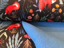 Load image into Gallery viewer, Red Fox in the Forest Soft Shell 94% Polyester 6% Elastane   1/4 Metre Price