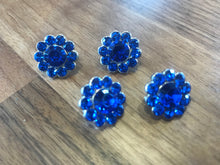 Load image into Gallery viewer, Sapphire Floral Rhinestone Shank Button.   Price per Button