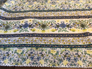 Yellow & Blue Floral 100% Cotton Lawn Border Print      1/4 Meter Price