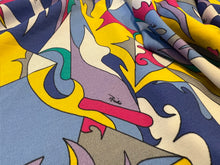 Load image into Gallery viewer, Designer Blue &amp; Yellow Abstract 100% Viscose Knit.   1/4 Metre Price
