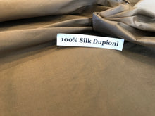 Load image into Gallery viewer, Khaki 100% Silk Dupioni.     1/4 Metre Price