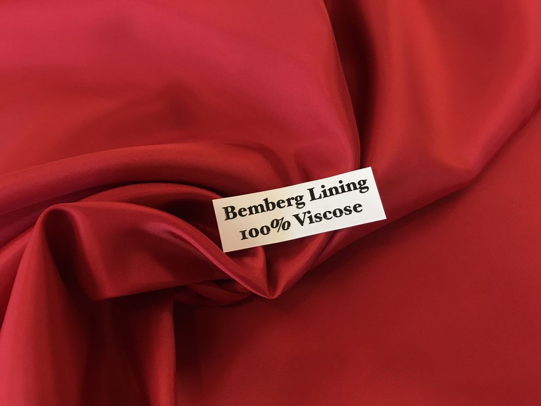 Red 100% Bemberg Lining     -      1/4 Meter Price