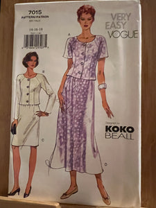 Vintage Vogue #7015 Koko Beall Size 14-16-18