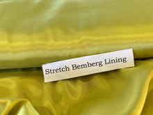 Load image into Gallery viewer, Chartreuse Stretch Bemberg Lining     1/4 Meter Price