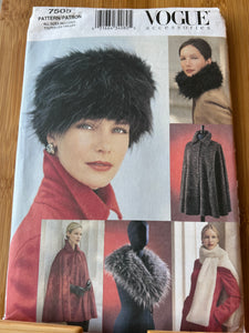Vogue 7505 Lined Hats, Capes and accessories One Size