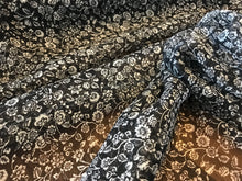 Load image into Gallery viewer, Black &amp; White Floral 100% Silk Chiffon.   1/4 Metre Price