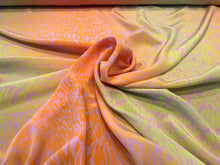 Load image into Gallery viewer, Designer Tangerine &amp; Yellow &quot;Keep on Smiling&quot; 100% Silk Crepe de Chine.   1/4 Metre Price
