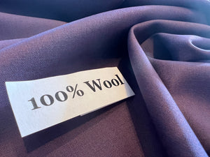 Periwinkle Brownn Shot 100% Wool Gabardine.   1/4 Metre Price