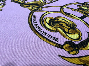 Designer Lavender / Pink 7 Gold Baroque 100% Cotton Denim    1/4 Meter Price