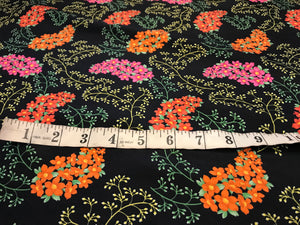 Liberty Black Floral 100% Silk Twill       1/4 Metre Price