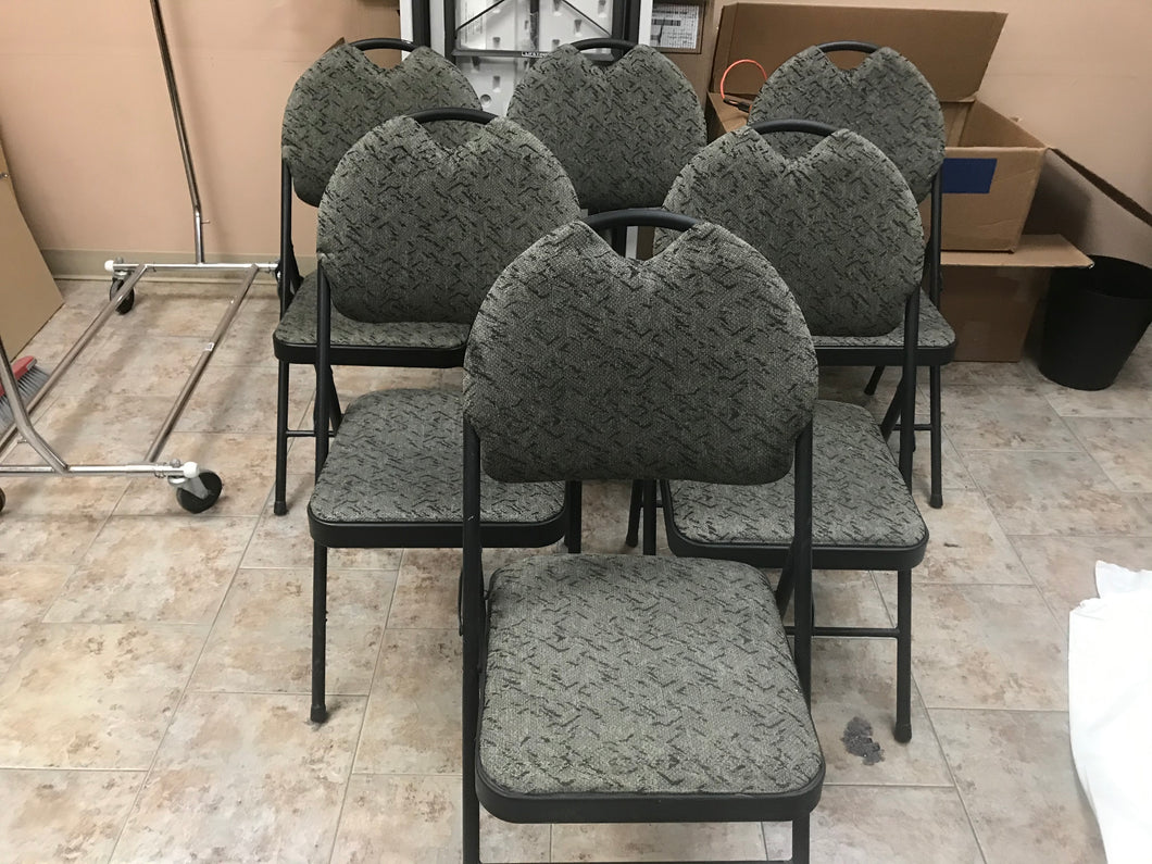 Cloth covered Folding Chairs.  6x Available