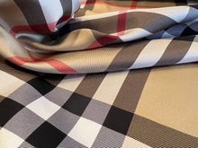 Load image into Gallery viewer, Designer Large Tan Check 100% Silk Twill.   1/4 Metre Price
