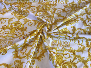 Designer Gold Royalty Baroque 100% Cotton Shirting.    1/4 Metre Price