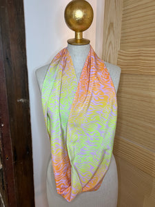 Designer Tangerine 100% Silk Print Scarf