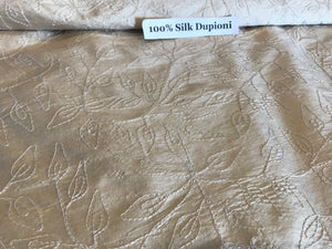 Sand Leaf Embroidered Dupioni 100% Silk.     1/4 Metre Price