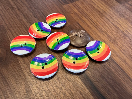 Rainbow 100% Coconut Shell Button.  Price per Button