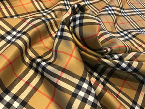 Designer Plaid  100% Silk Twill      1/4 Meter Price