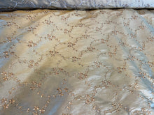 Load image into Gallery viewer, Shot Copper Embroidered Dupioni Silk.    1/4 Metre Price