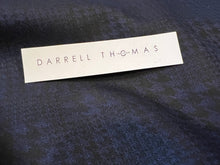 Load image into Gallery viewer, Midnight Navy Plaid 90% Wool 10% Cashmere Suiting.   1/4 Metre Price