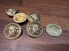 Load image into Gallery viewer, Exclusive Antique Gold Medusa Metal Buttons
