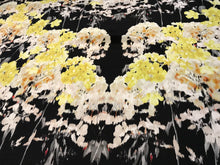 Load image into Gallery viewer, Yellow &amp; Black Floral 100% Silk Georgette.   1/4 Metre Price