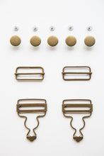 Load image into Gallery viewer, Antique Brass Jenny Overalls Hardware Kit
