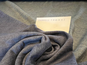 Reversible Heathered Royal/ Royal Grey  100% Wool Knit.   1/4 Metre Price