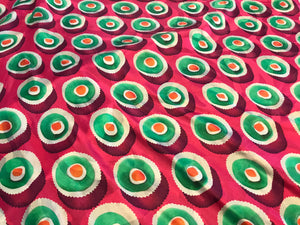 Green Cupcake 100% Embossed Silk.   1/4 Metre Price