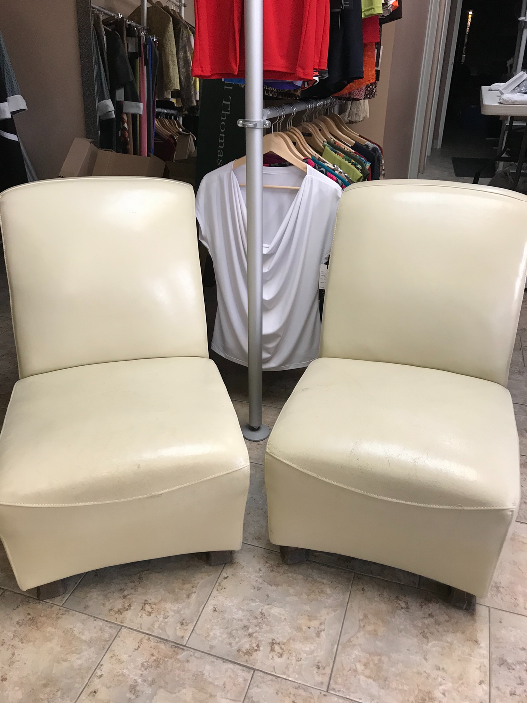 Leather Slipper Chairs. 2x Available