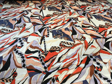 Load image into Gallery viewer, Orange &amp; Lavender Abstract 100% Silk Charmeuse.  1/4 Metre Price