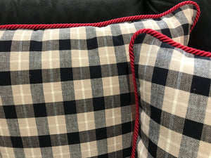 Plaid Piped Pillow Cover