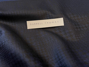 Midnight Navy Plaid 90% Wool 10% Cashmere Suiting.   1/4 Metre Price