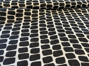 Black & White Abstract Squares 100% Handkerchief Linen.  1/4 Metre Price