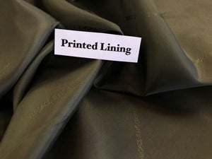 Army Green Italian Designer 100% Viscose Lining.    1/4 Meter Price