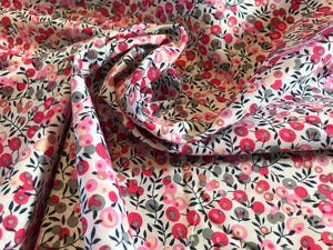Pink Berries on White 100% Cotton Voile.     1/4 Metre Price