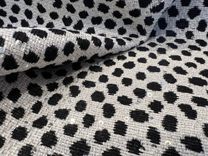 Black & White Reversible Tweed with Sequins 5% Wool 25% Acrylic 55% Polyester  5% Other 1/4 Metre Price