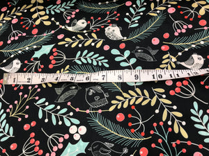 Holly & Berries 100% Cotton Lawn     1/4 Metre Price