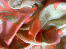 Load image into Gallery viewer, Floral on Tangerine 100% Silk Habotai