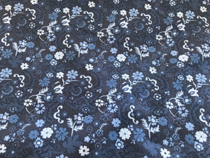 Delft Blue Mini Garden 97% Cotton 3% Spandex     1/4 Meter Price