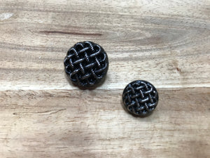 Black & Silver Woven Glass Buttons