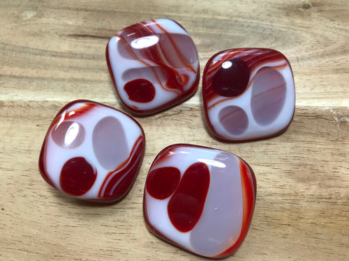 Fused Glass Red mix Glass Button