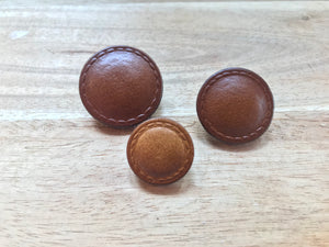 Flat Top Brown Leather Button.     Price per Button