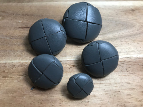Grey Woven Leather Buttons